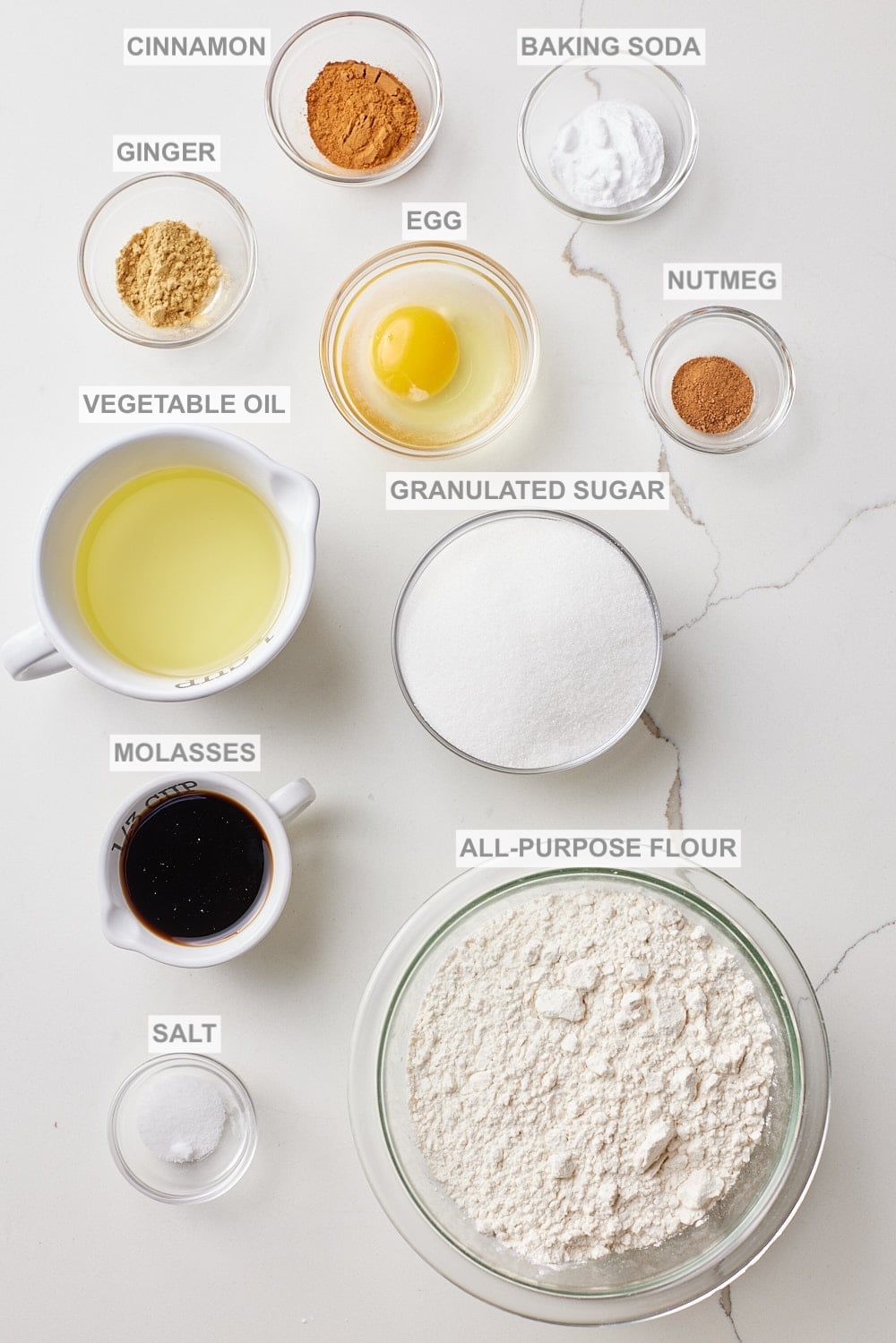 Soft Molasses Cookies ingredients.