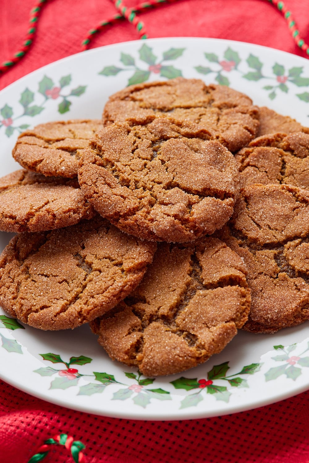 A plate of molasses cookies. 