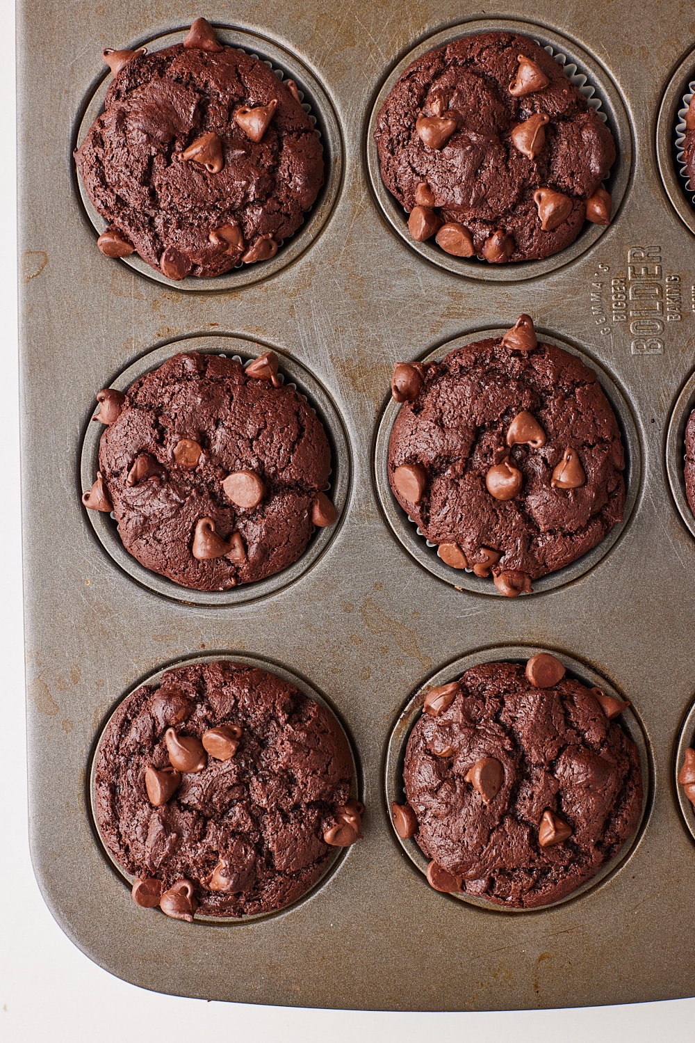 Double Chocolate Chip Muffins8 Double Chocolate Chip Muffins baked