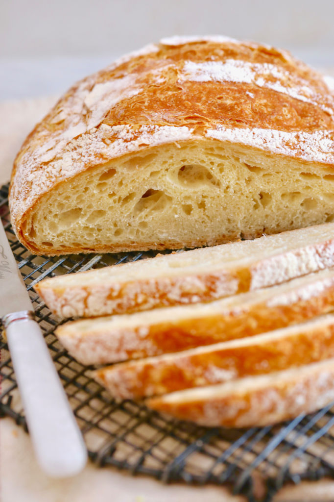 After avoiding the 7 Most Common Breadmaking Mistakes, the texture and inside of a loaf of bread will look like this.