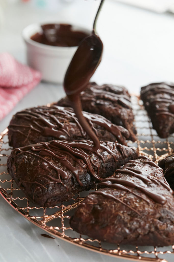 Drizzling my chocolate scones recipes with even more chocolate.