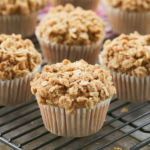 Banana Nut Muffins arranged and topped with streusel.