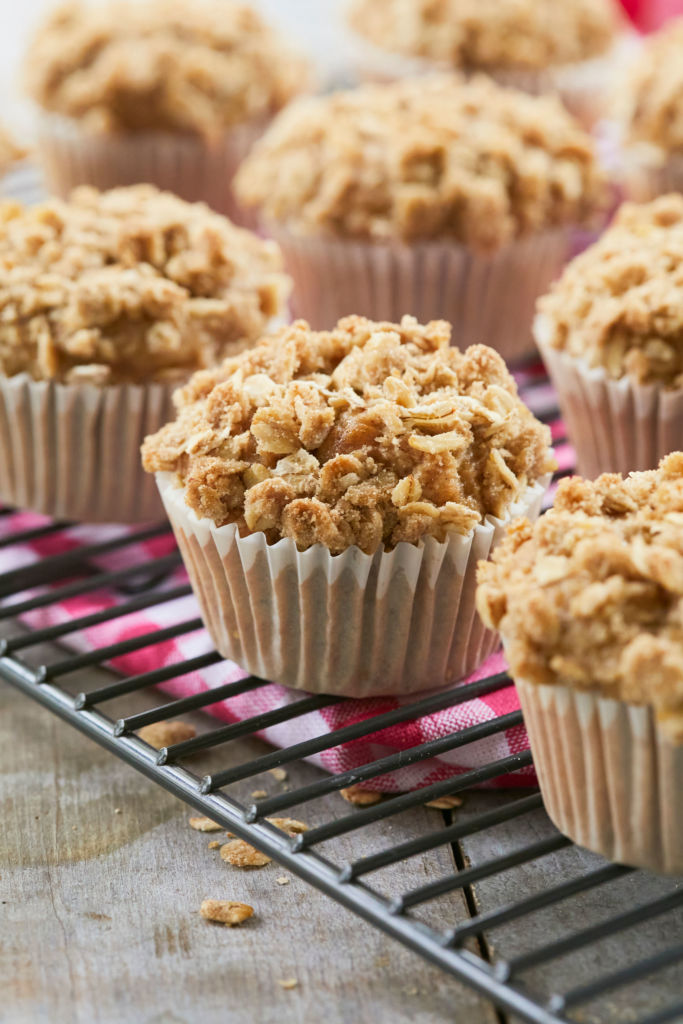 Banana Nut Muffins recipe, topped with streusel.