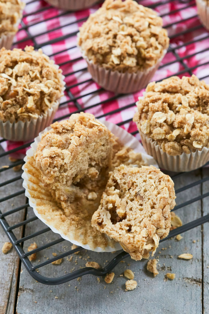 The interior of my Classic Banana Nut Muffins, showing texture!