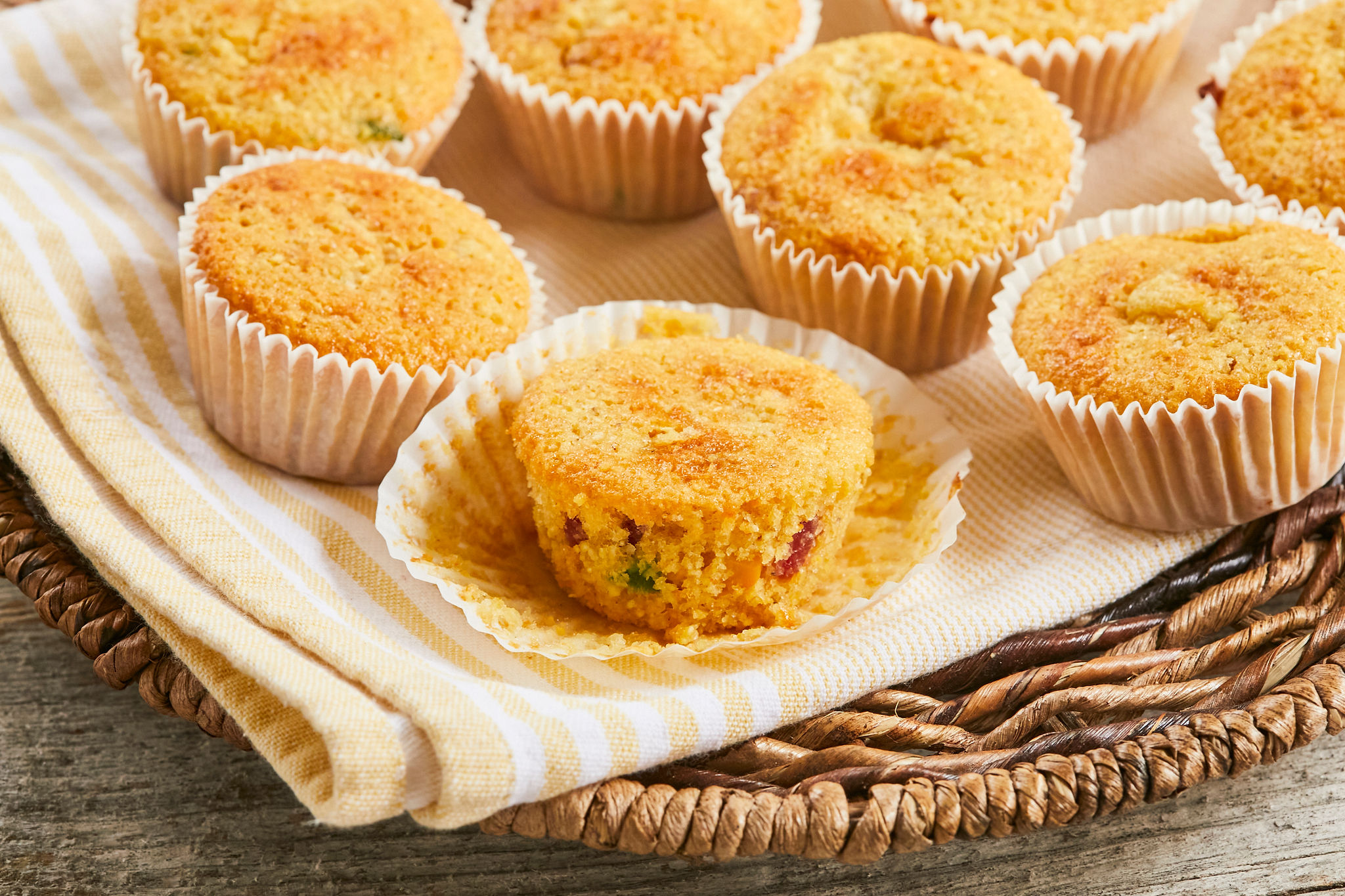 Cornbread muffins baked and ready to eat.