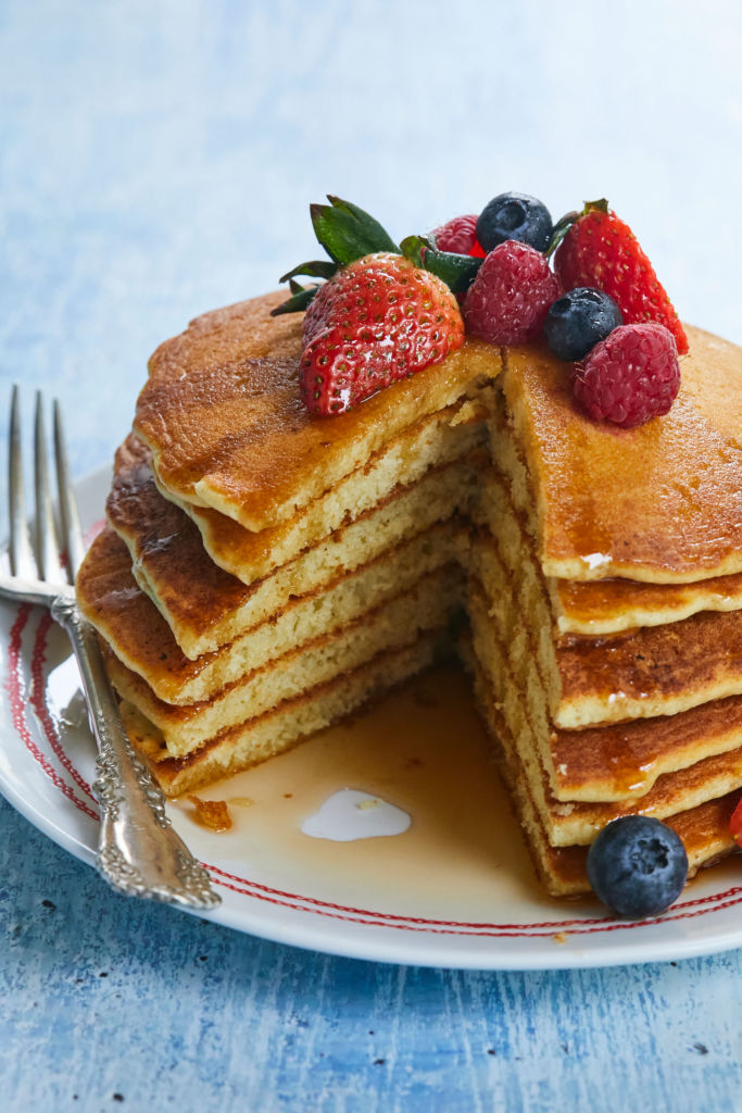 A cross-section of my Gluten-Free Pancakes recipe, showing texture.