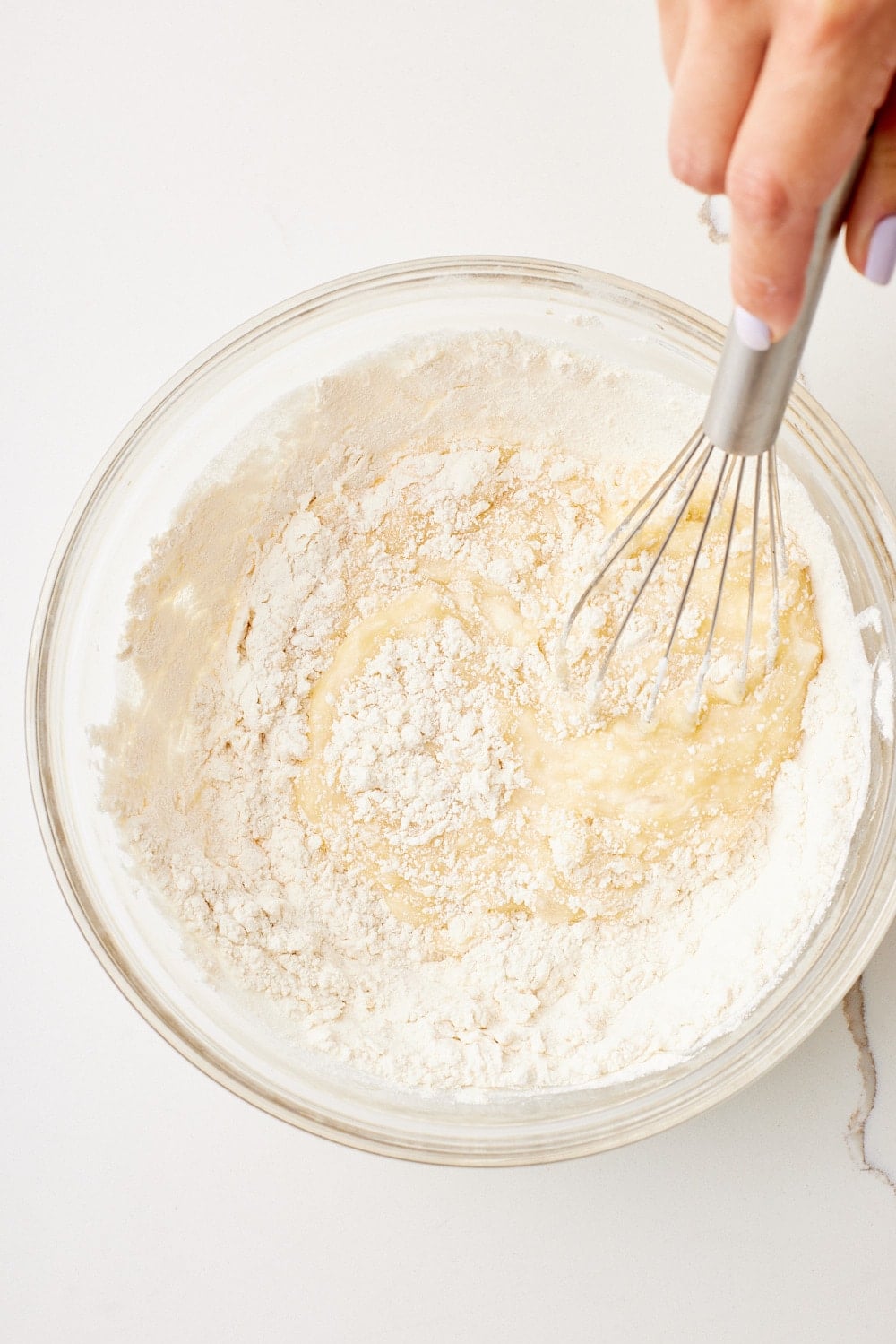 Chocolate Chip Muffins4 Combine the dry ingredients with the wet ingredients.