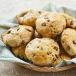 A basket of Easy Chocolate Chip Scones