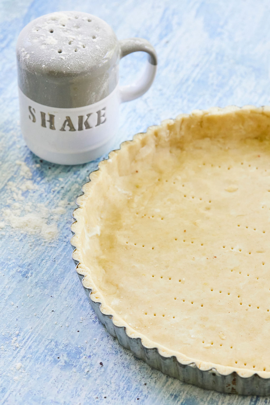 Gluten-Free Pie Crust recipe in a pie pan, ready to bake.