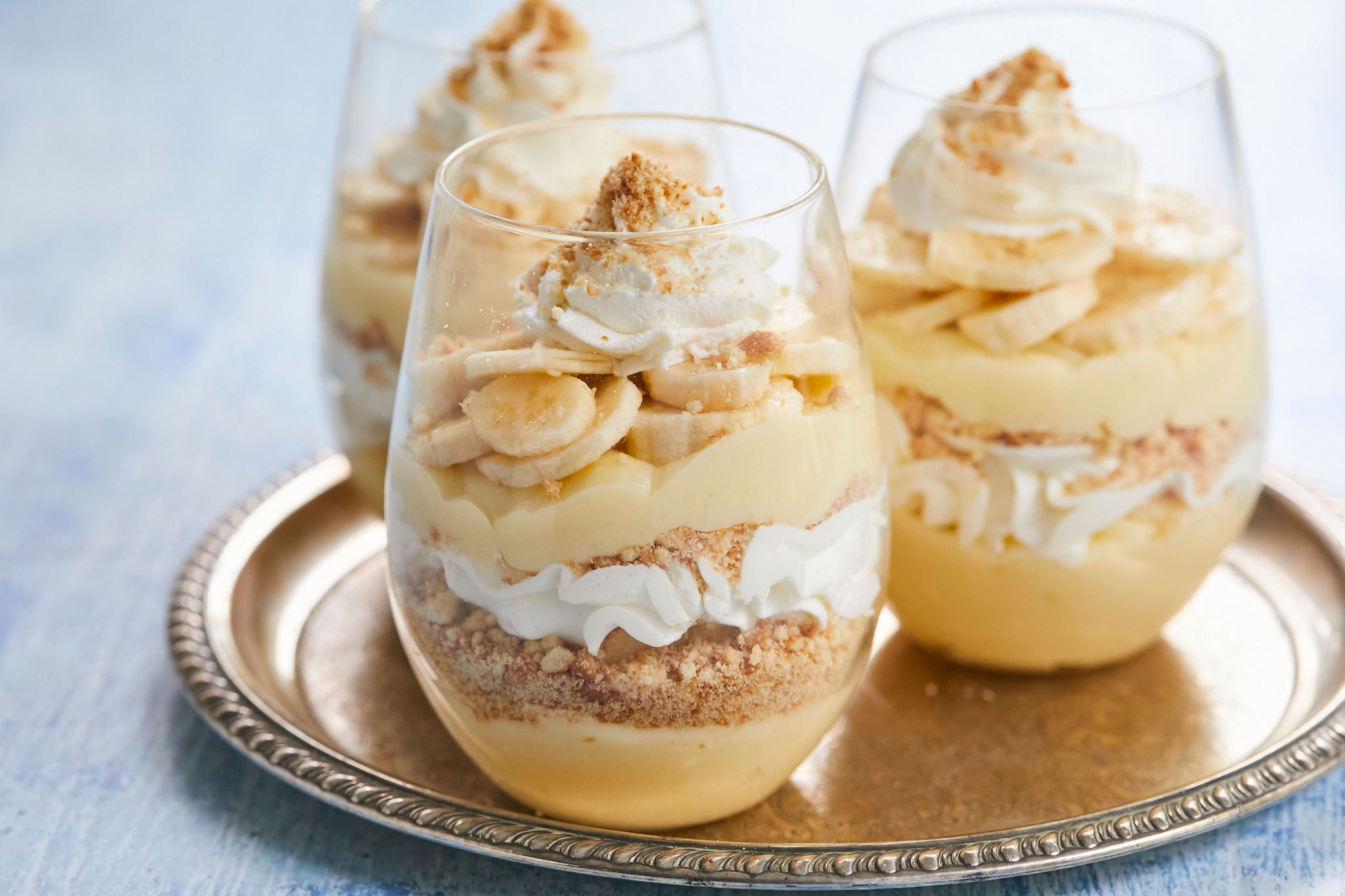 All the layers of my Homemade Banana Pudding recipe.