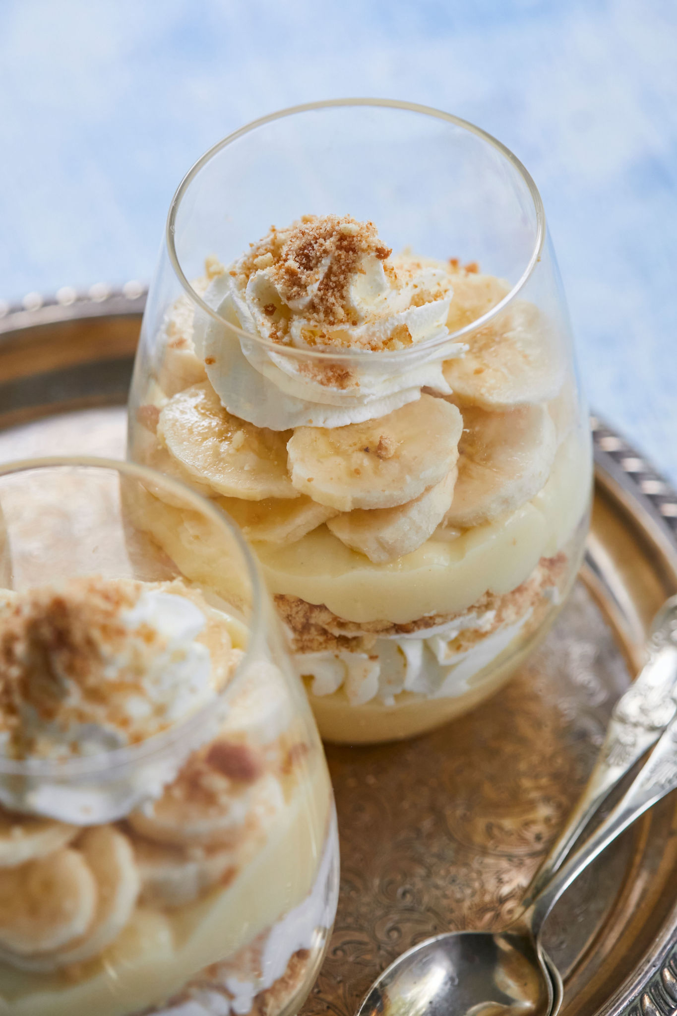 A close up of my Homemade Banana Pudding, showing the layers and the texture.