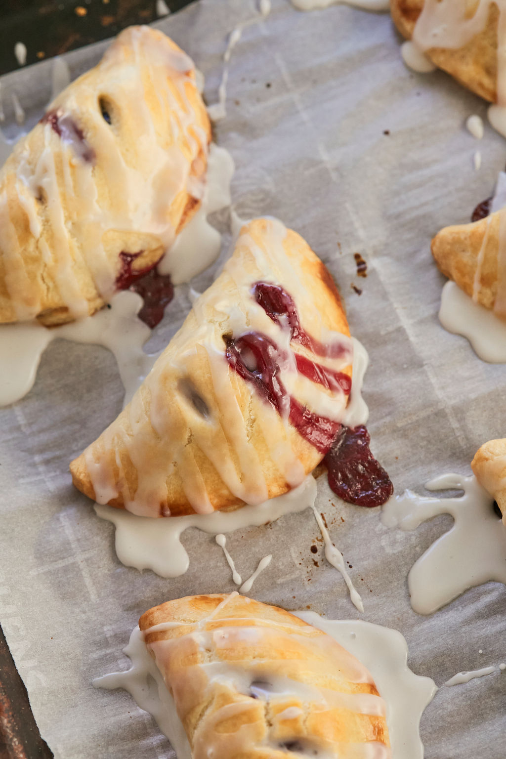 Close up of Cherry Hand Pies, to show texture and consistency.