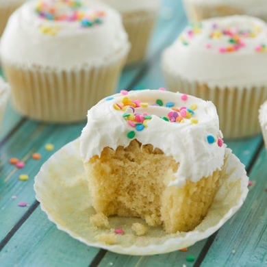 Homemade Vanilla Cupcakes with Buttercream Frosting