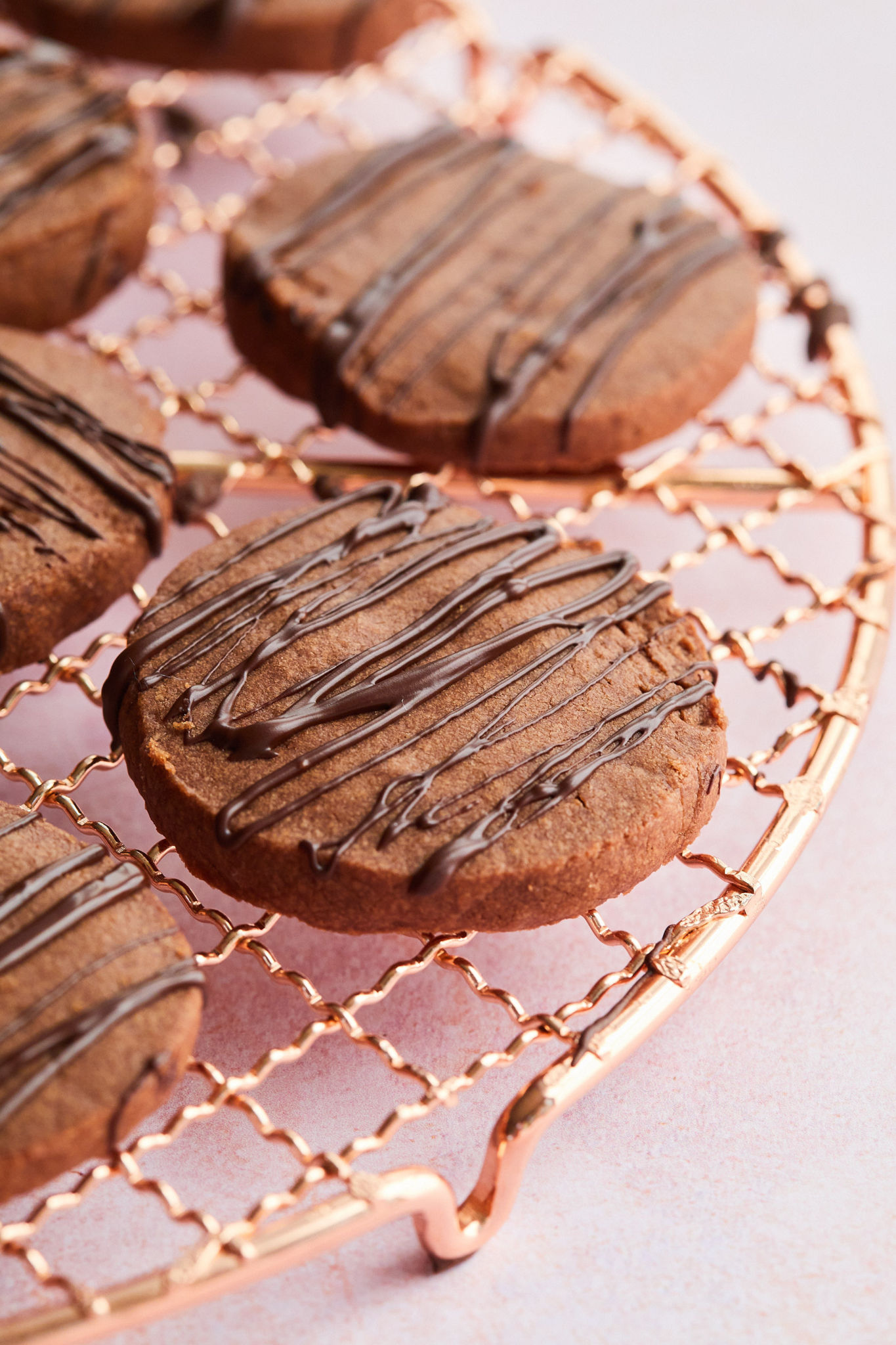 A close up of a Chocolate Shortbread Cookie.