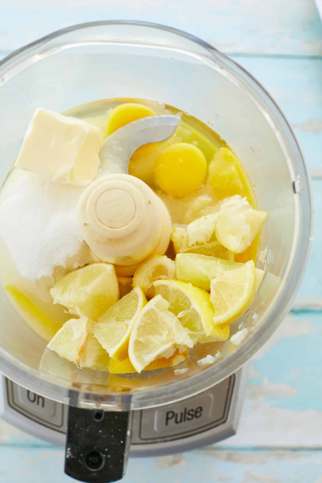 Lemon Tart5 Add the lemon, granulated sugar, and butter to a food processor and process until very smooth