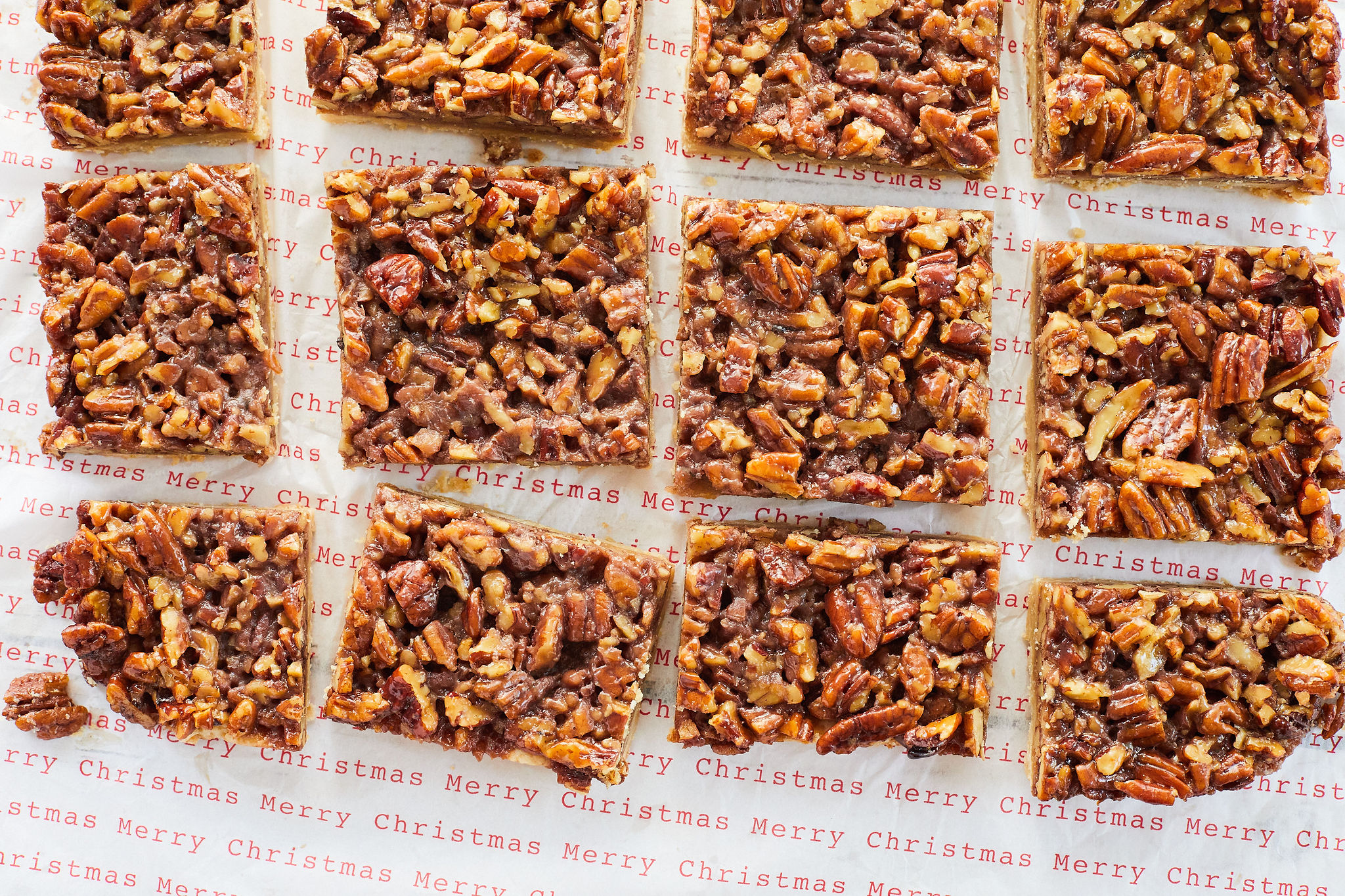 A grid of maple pecan bars.