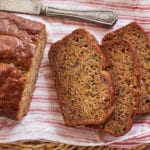 Slices of banana bread made with sour cream.