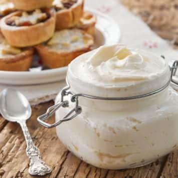 A jar of brandy butter ready for mice pies.