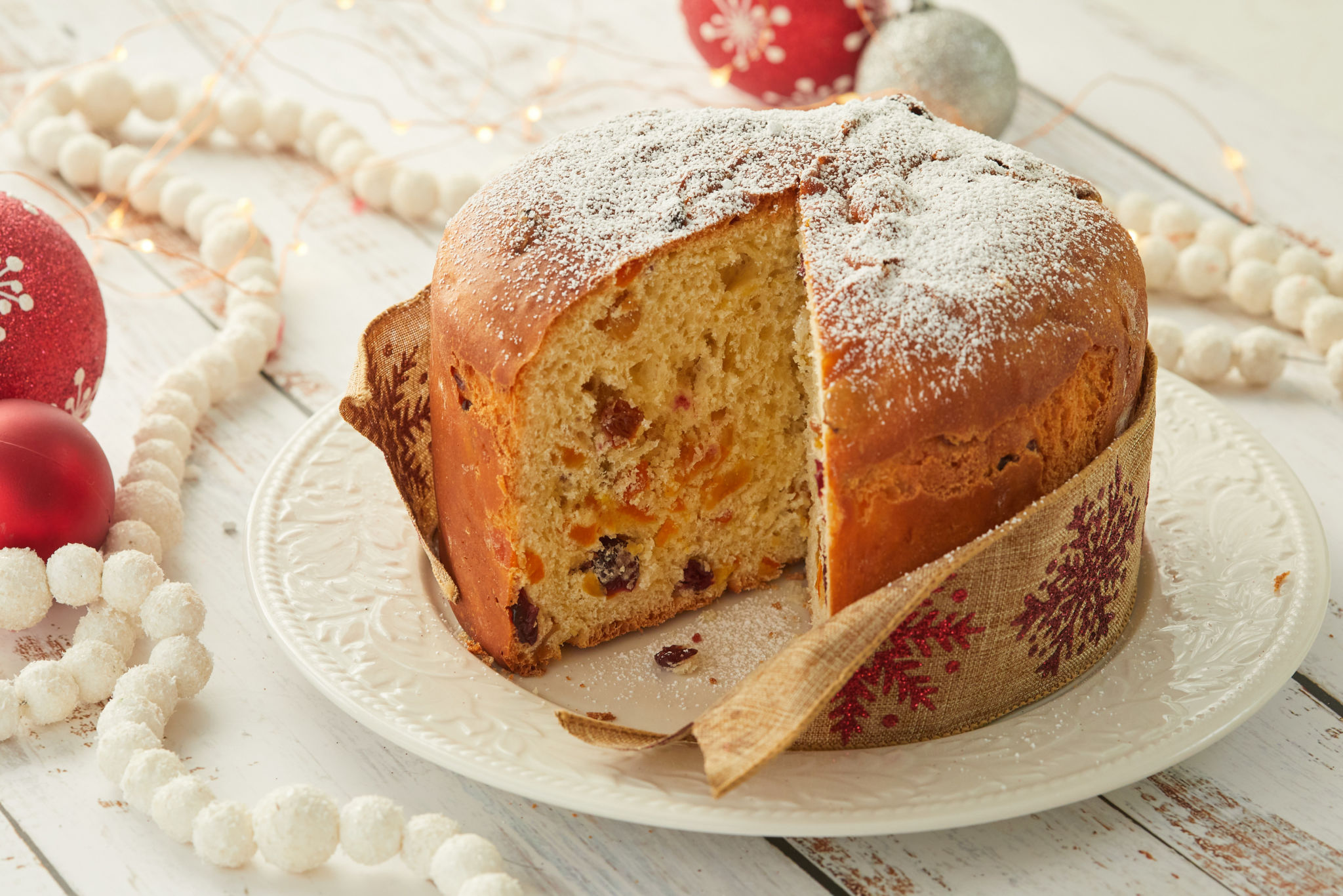 Panettone baked and sliced.
