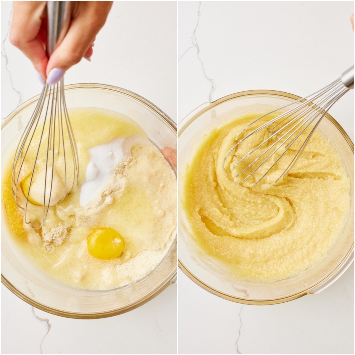 Step-by-step instructions on how to make frangipane recipe: stir in the almond flour, all-purpose flour, eggs, and almond extract, and whisk to combine.