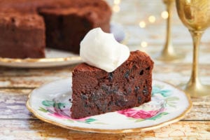Warm Chocolate Cake with Rum-Soaked Prunes