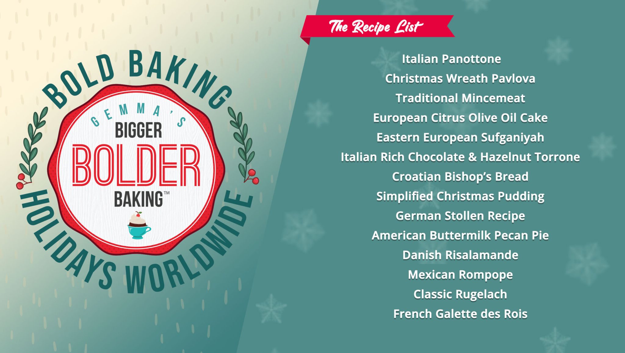 Bold Baking Holiday Worldwide 2020 Recipe List
