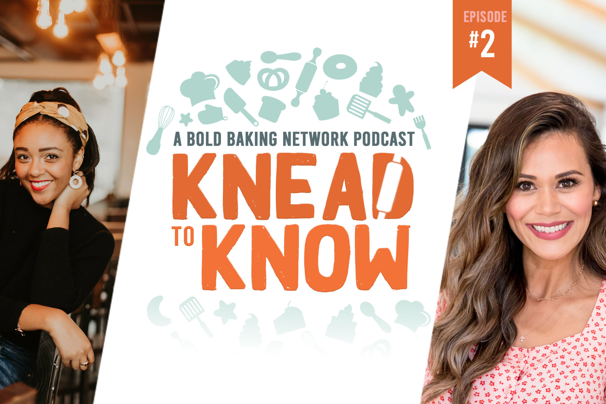 Mia Brabham and Brandi Milloy around the Knead to Know Podcast Logo