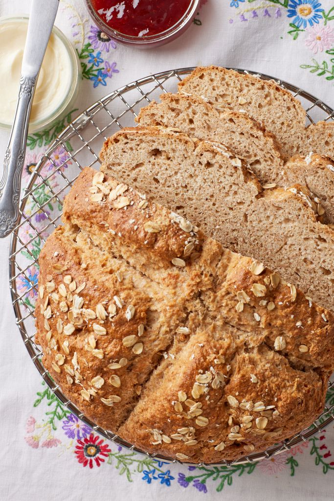 Top down view of Irish Brown soda bread.