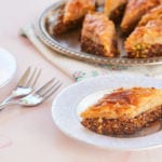 A serving dish with baklava.