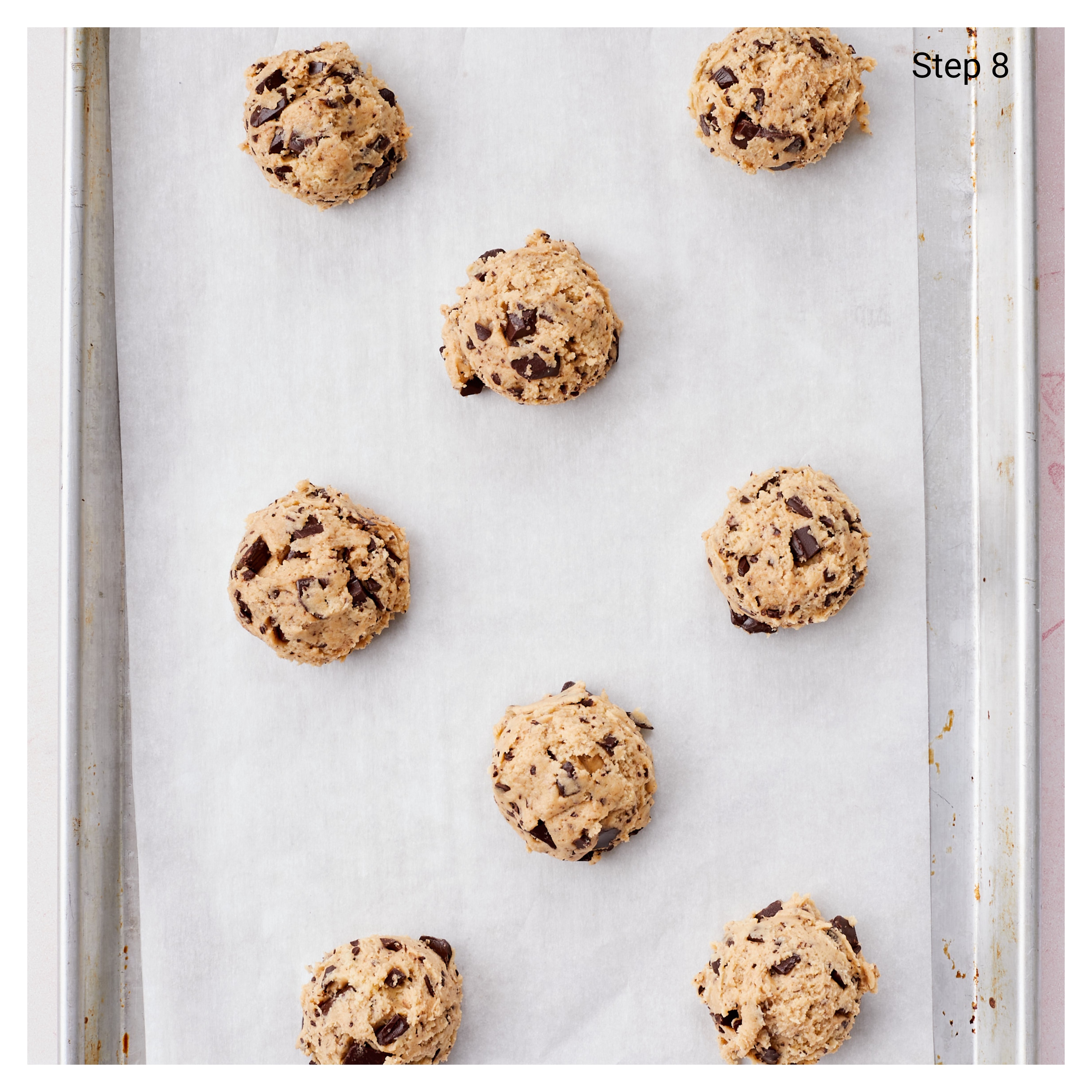 A tray of cookie dough balls