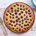 Top-down view of my gluten-free cherry almond tart.