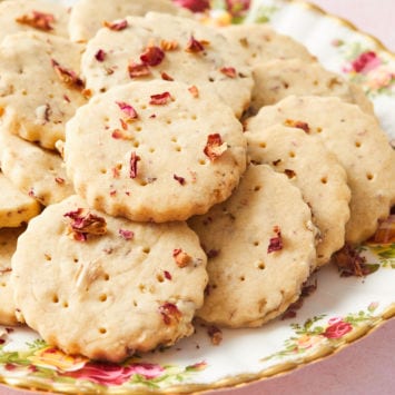 A plate or rose and cardamom cookies.