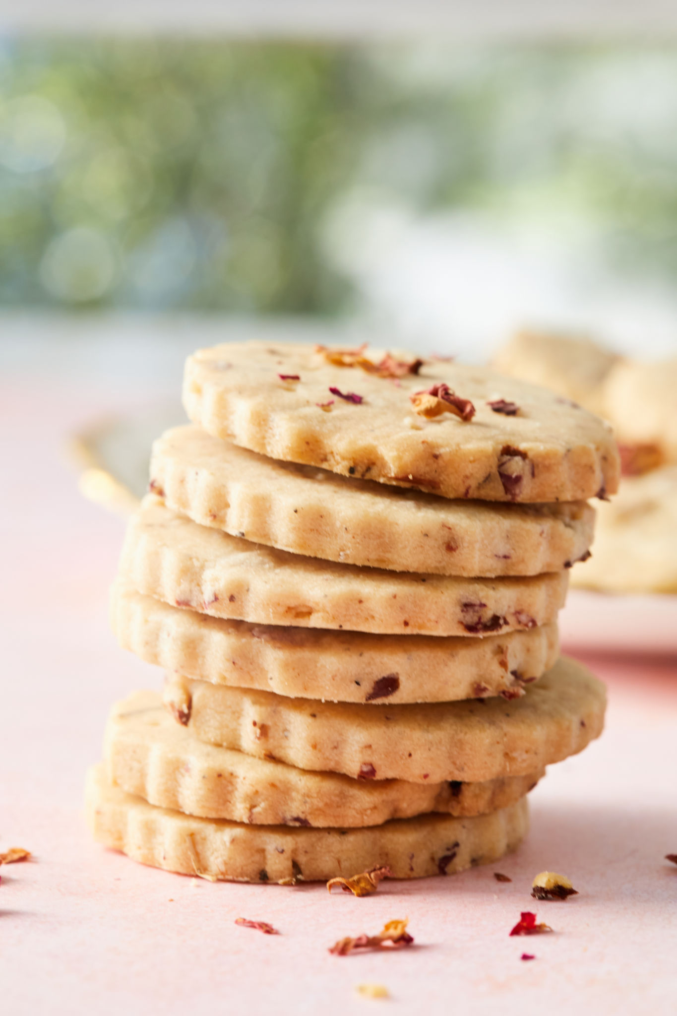 A stack of cardamom shortbread cookies.