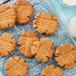 3-Ingredient Peanut Butter Cookies with classic Criss-cross pattern.