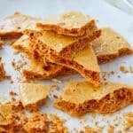 Honeycomb candy pieces.