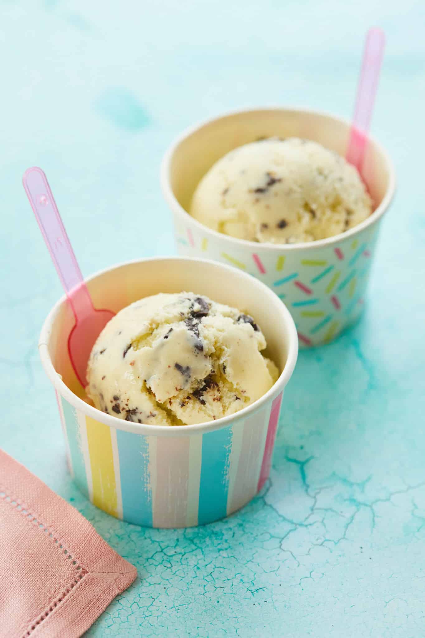 Two servings of my Mint Chocolate Chip Gelato recipe.