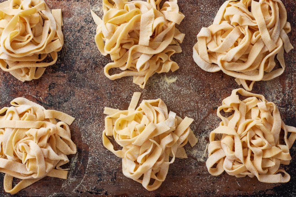 Top-down view of homemade pasta