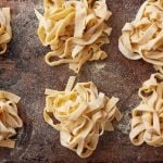 Top-down view of homemade pasta