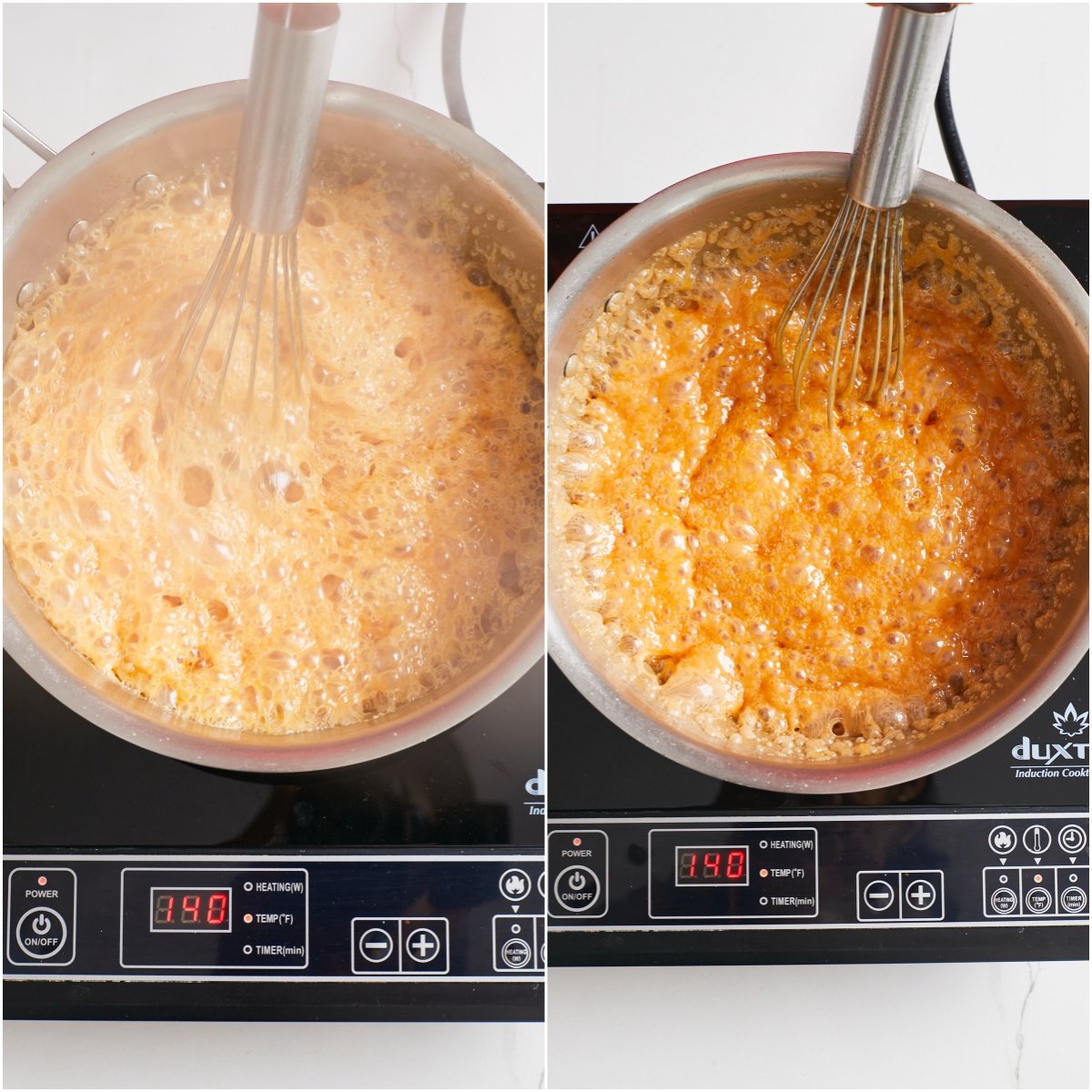 Add butter slowly as it bubbles up. 