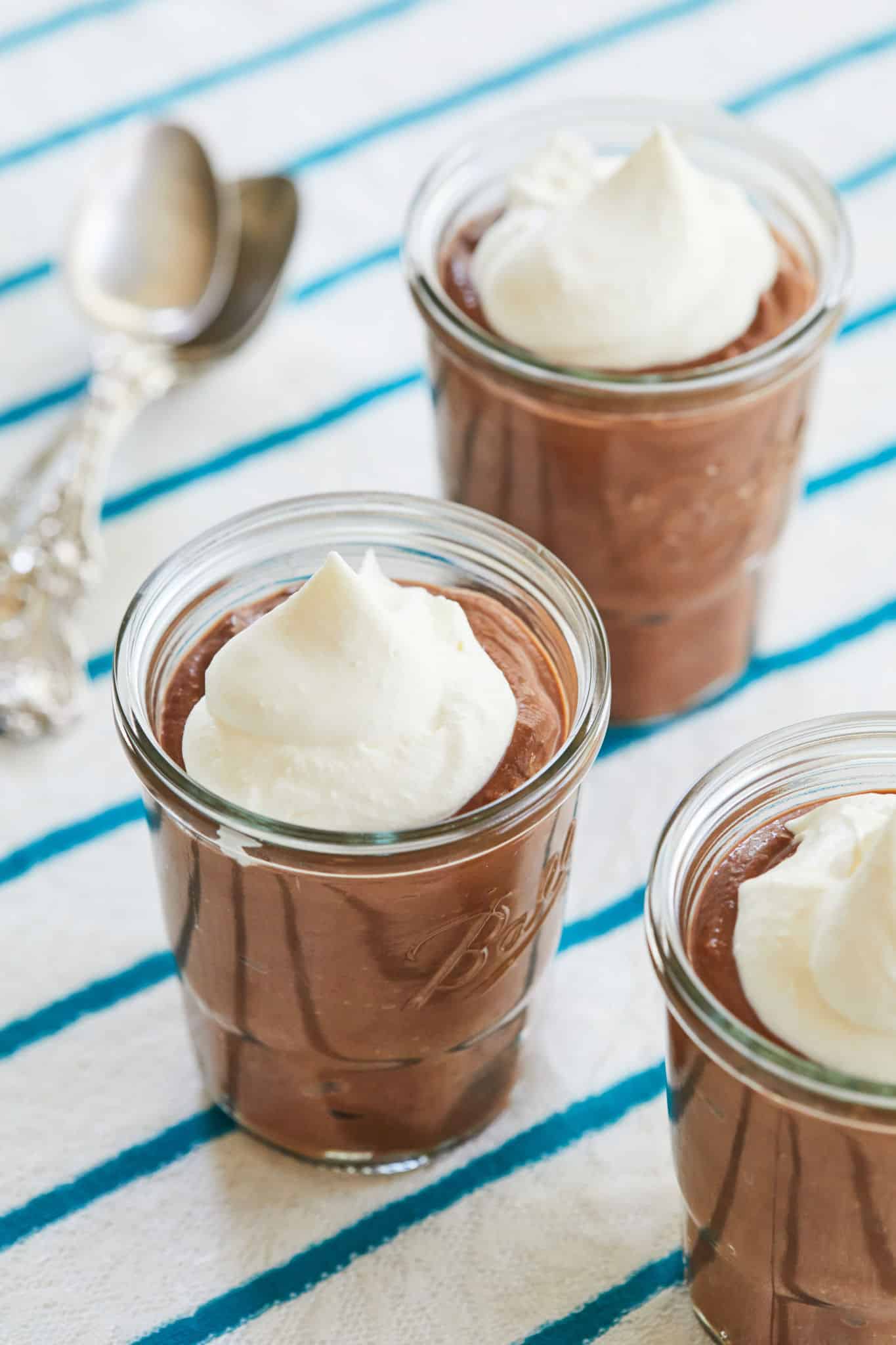 Jars of American-Style Chocolate Pudding