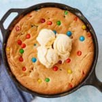 Top-down view of a skillet cookie.