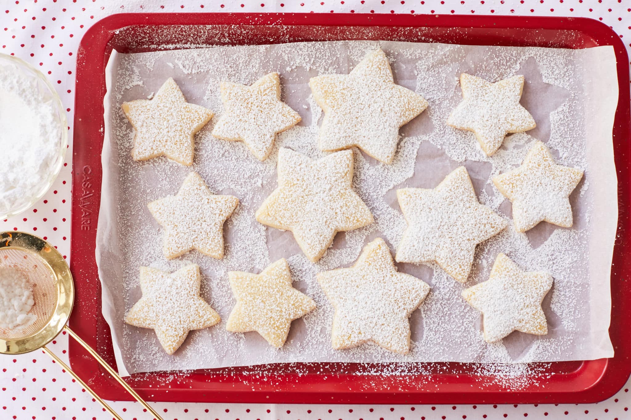 Sugar dusted Bredele cookies in the shape of stars.