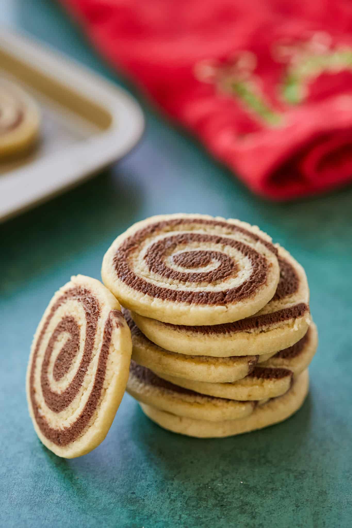 A stack of pinwheel cookies.
