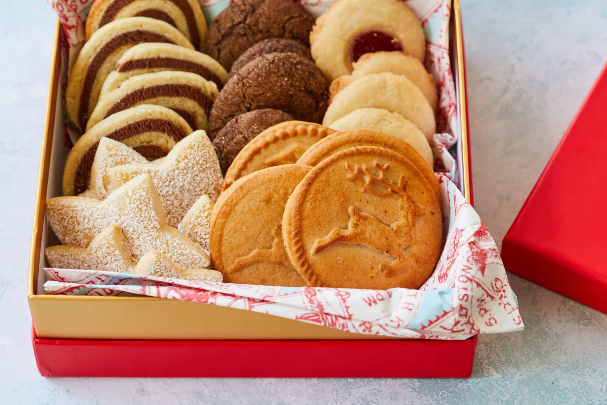 A box of cookies ready for shipping.