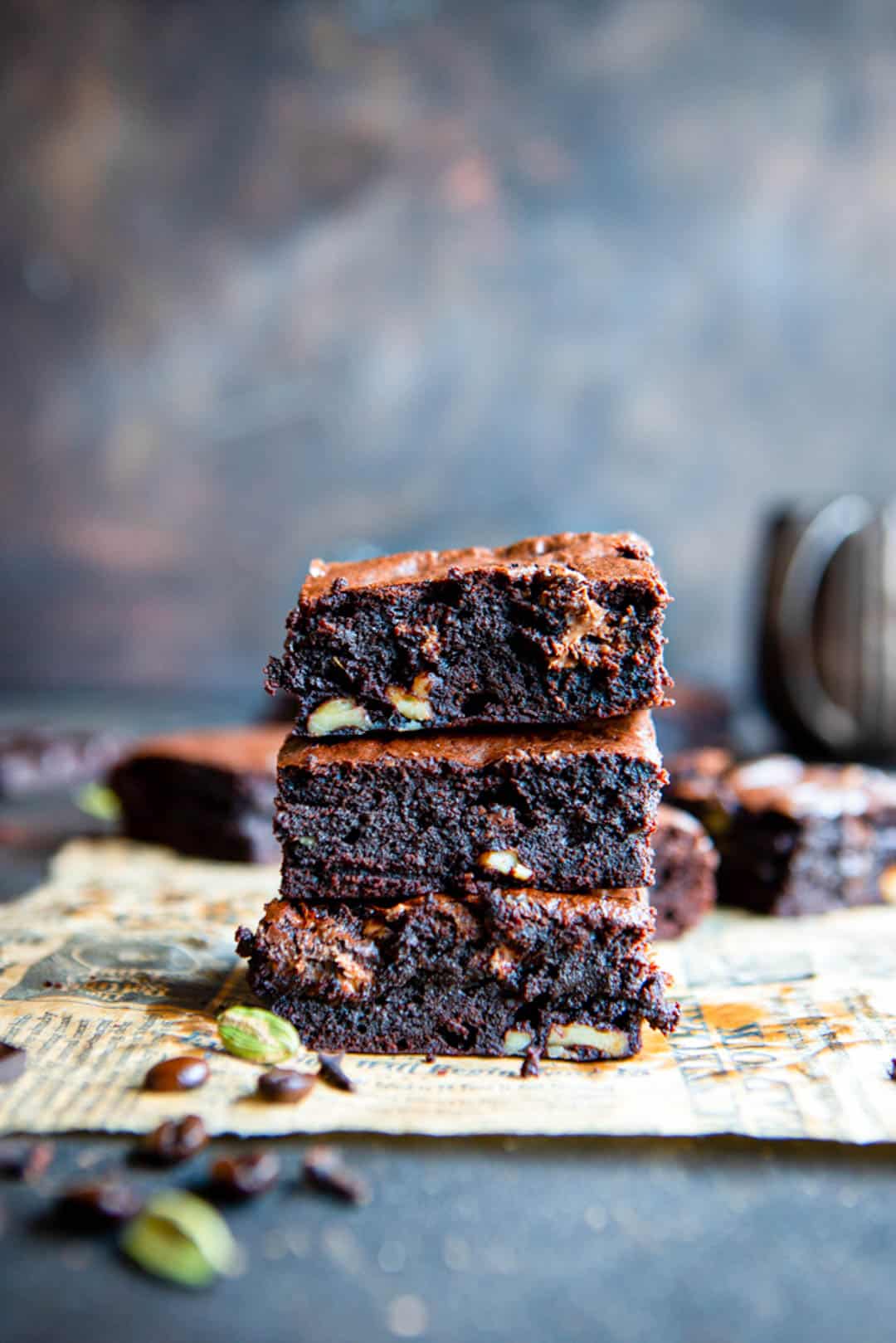 A stack of dirty chai brownies.