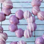 Mochi donuts, with purple ube glaze.