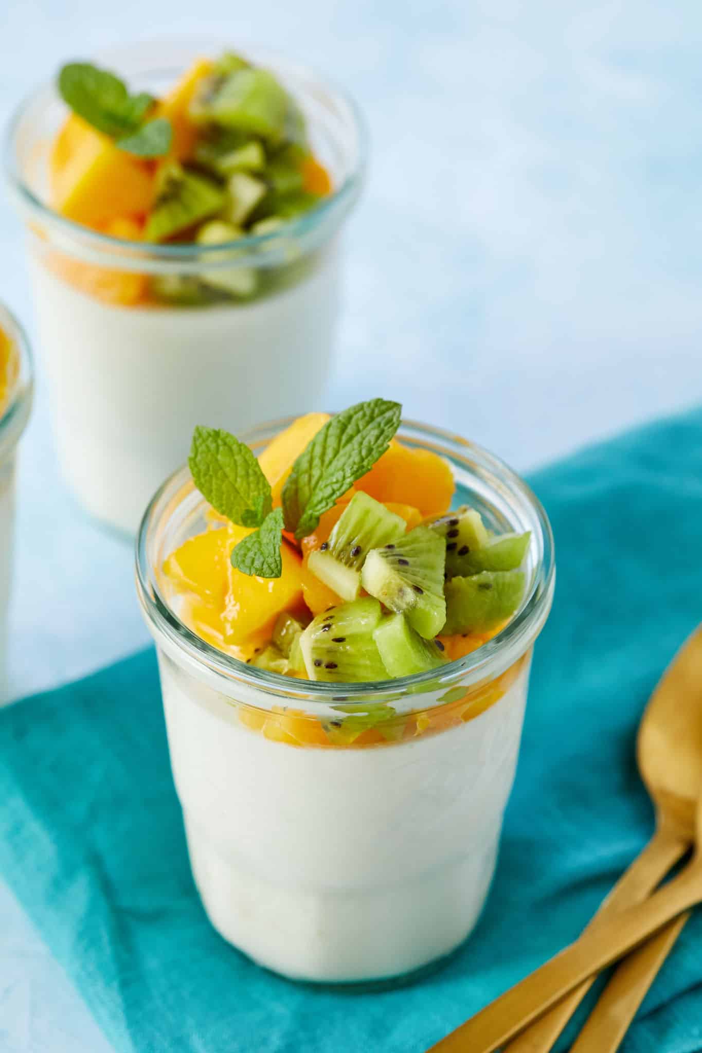 Coconut Pudding topped with fresh fruit