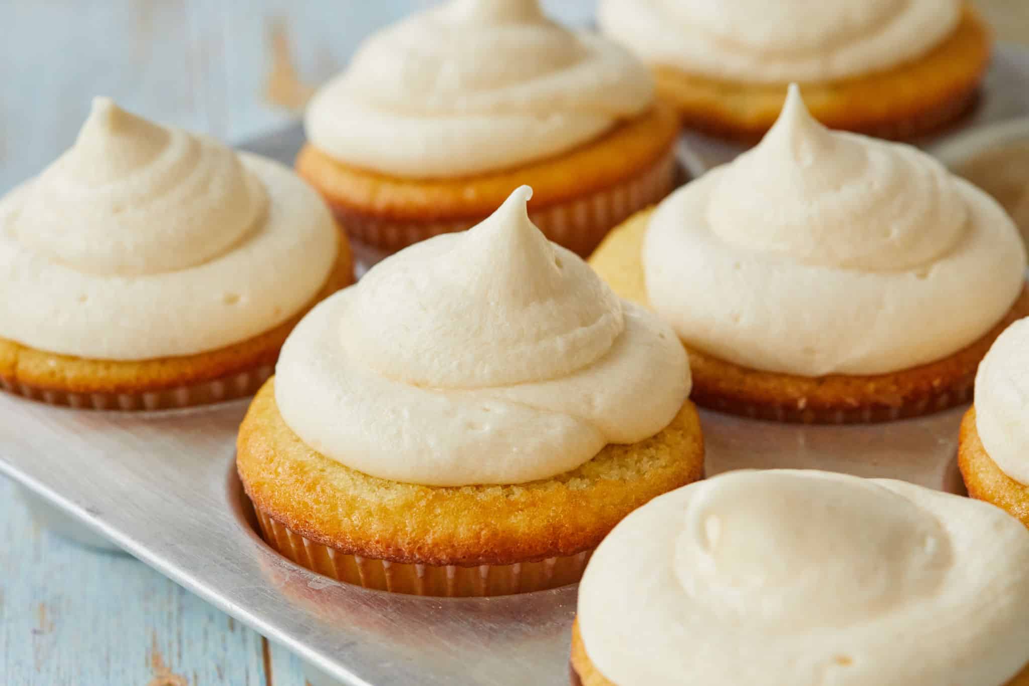 Cupcakes Topped With Vanilla Dairy-Free Buttercream Frosting