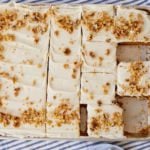 Top-down view of my carrot cake sheet cake.