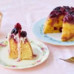 A slice of cherry Bakewell pudding.